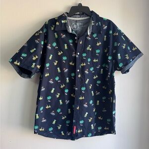 PD&C Navy Tropical Print Casual Shirt